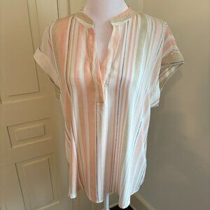 Cynthia Steffe Pullover Top with V Neckline and Short Dolman Sleeves, Size M